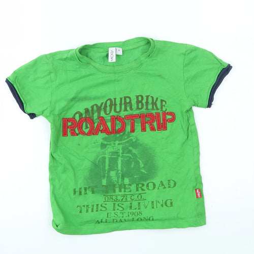 Mickey Boys Green   Basic T-Shirt Size 4 Years  - roadtrip, on your bike