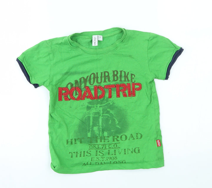 Mickey Boys Green   Basic T-Shirt Size 4 Years  - roadtrip, on your bike