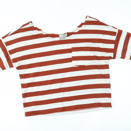 ASOS Womens Brown Striped  Basic T-Shirt Size 8