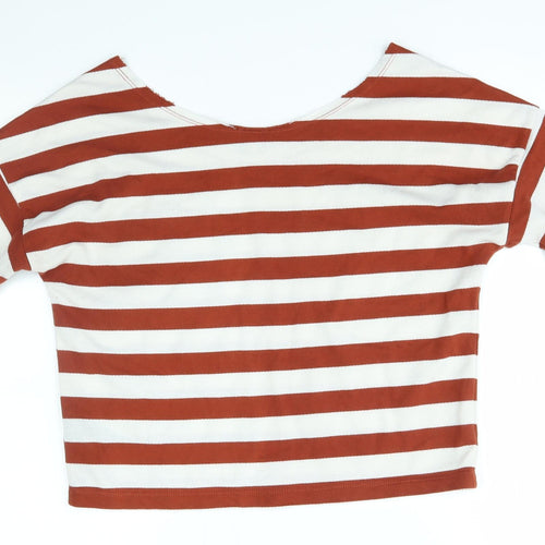 ASOS Womens Brown Striped  Basic T-Shirt Size 8