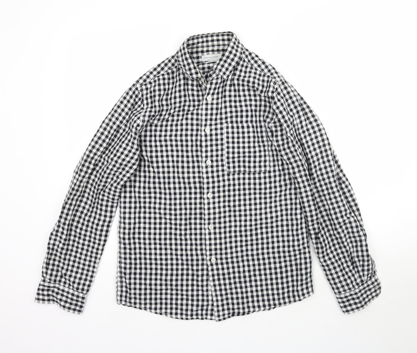 Cedar Wood State Mens Black Plaid   Button-Up Size XS