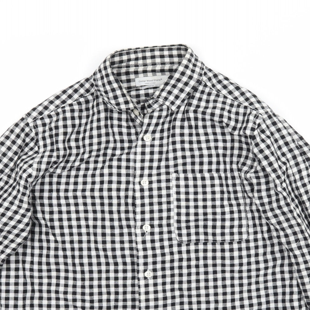 Cedar Wood State Mens Black Plaid   Button-Up Size XS