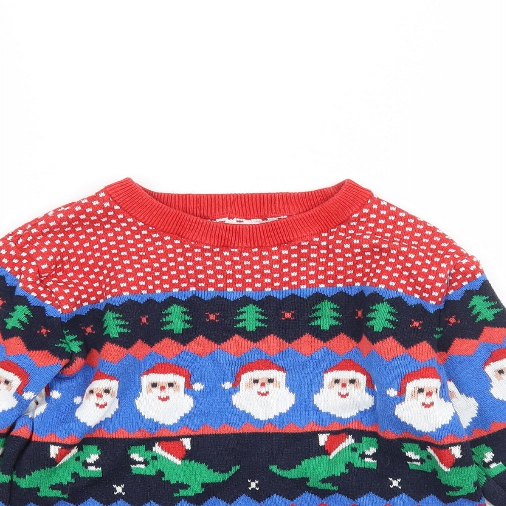 F&F Boys Multicoloured Fair Isle Knit Pullover Jumper Size 5-6 Years  - Christmas