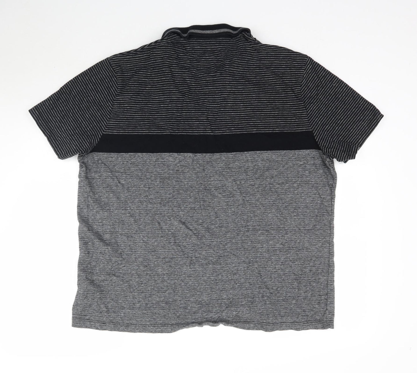 F&F Mens Grey Striped   Polo Size 2XL