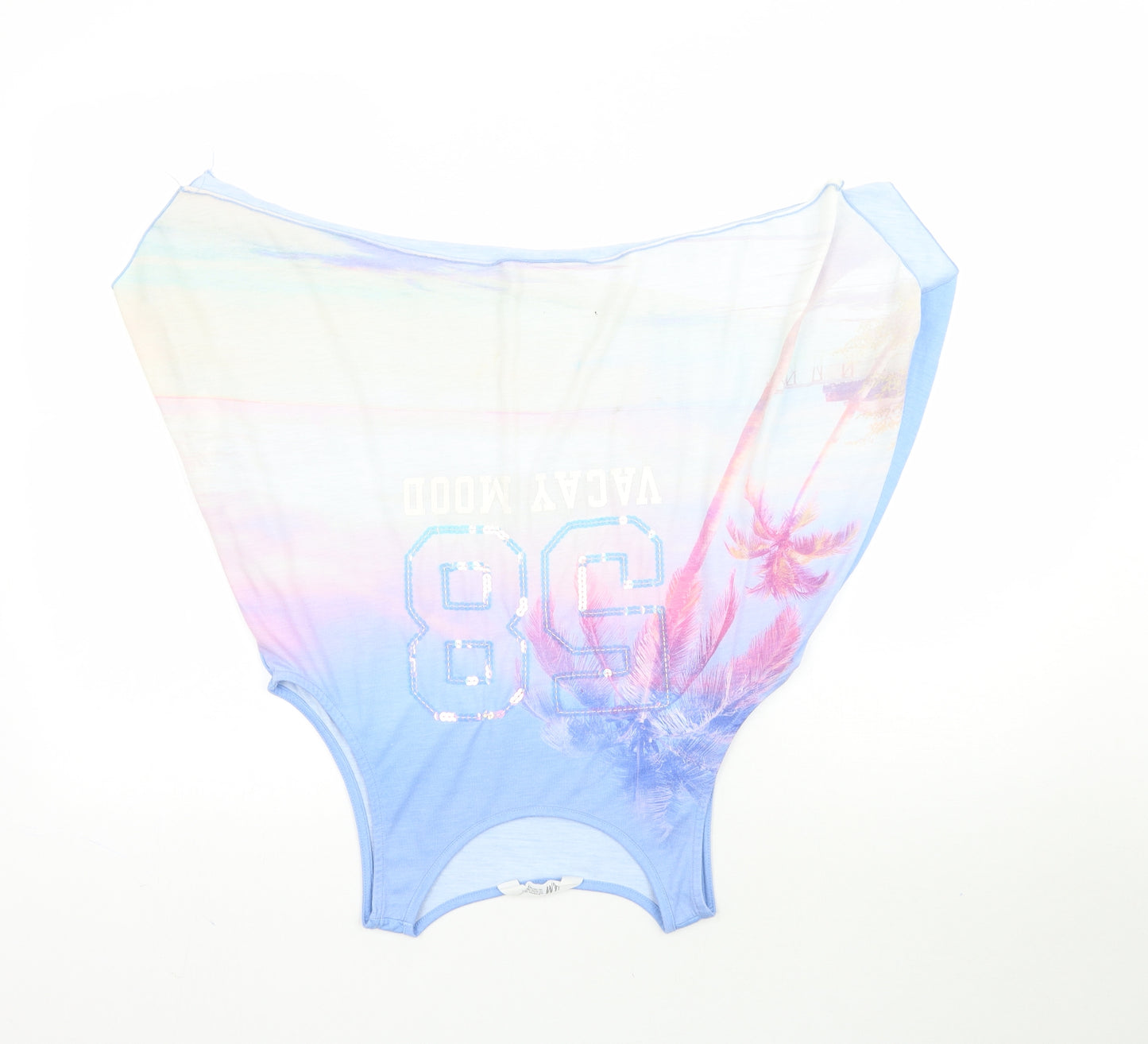 H&M Girls Blue   Basic Tank Size 13-14 Years  - 58  Vacay Mood Beach