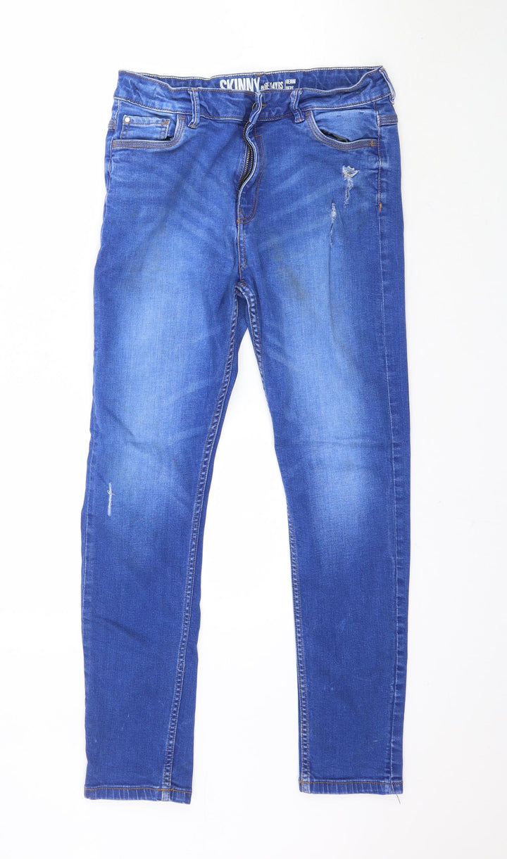 Matalan Girls Blue  Denim Skinny Jeans Size 14 Years - DISTRESSED
