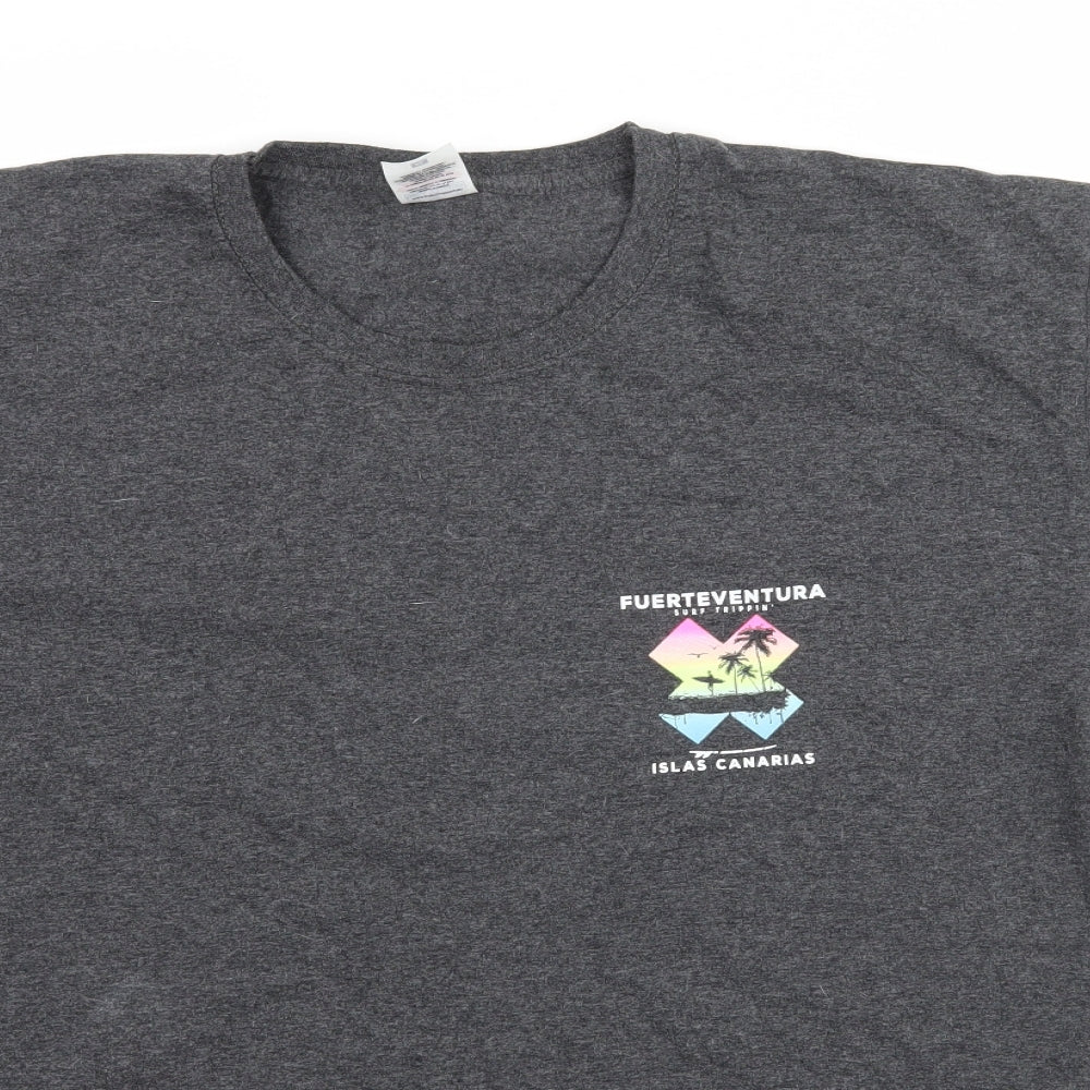 Fruit of the Loom Mens Grey    T-Shirt Size XL  - Fuerteventura