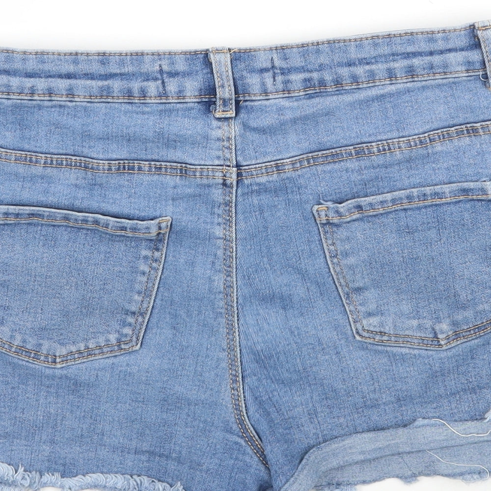 Primark Girls Blue  Denim Hot Pants Shorts Size 13-14 Years - Lace detail
