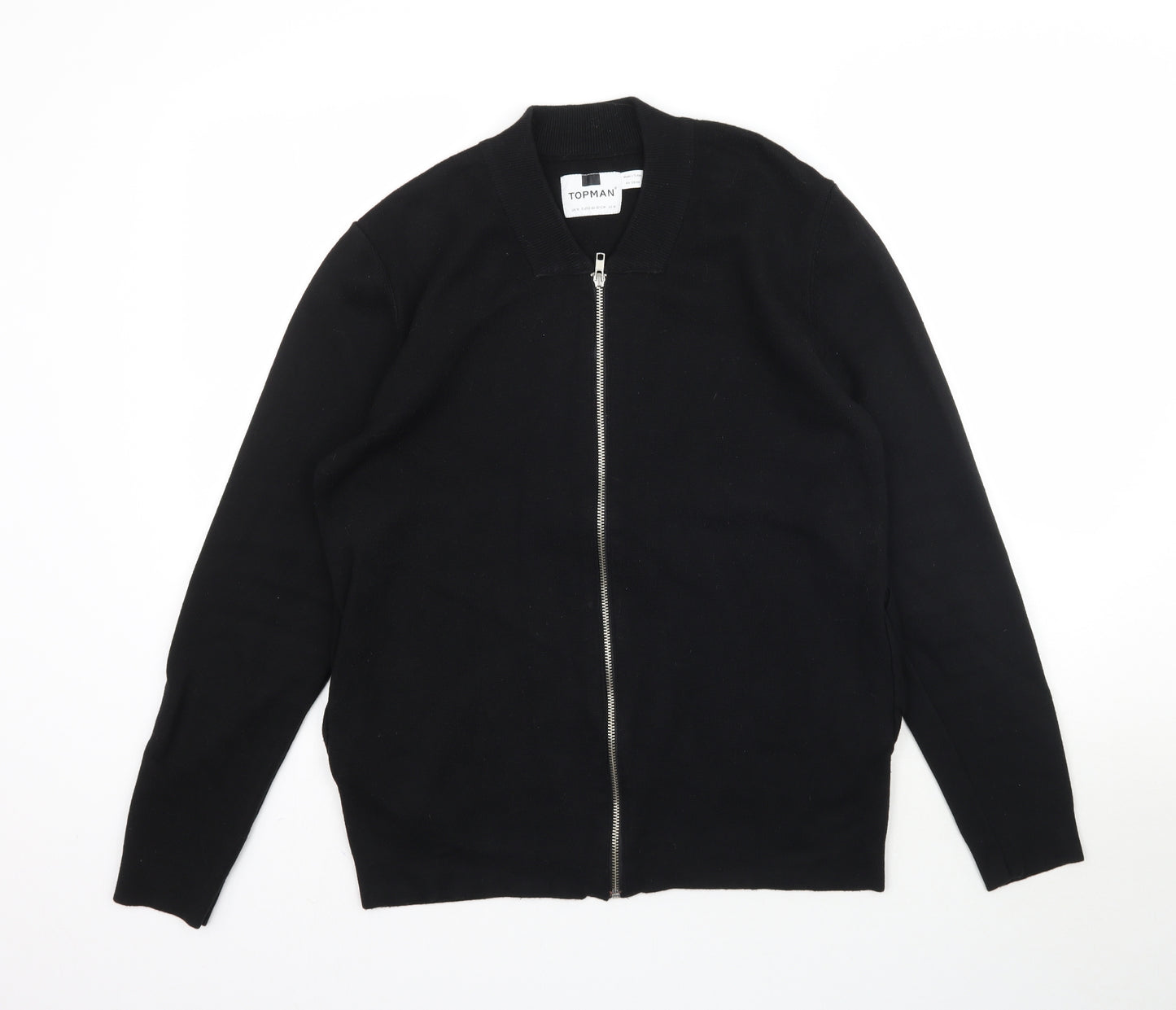 Topman Mens Black  Knit Cardigan Jumper Size M
