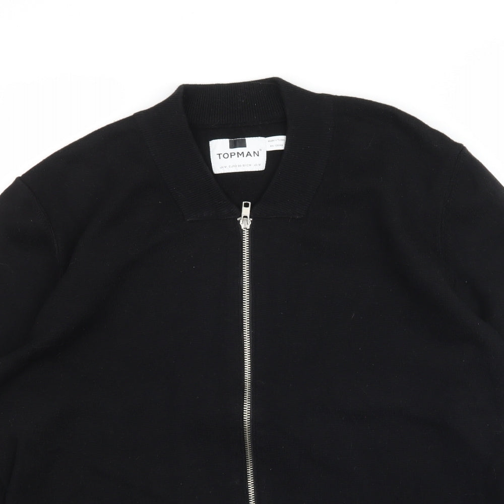 Topman Mens Black  Knit Cardigan Jumper Size M
