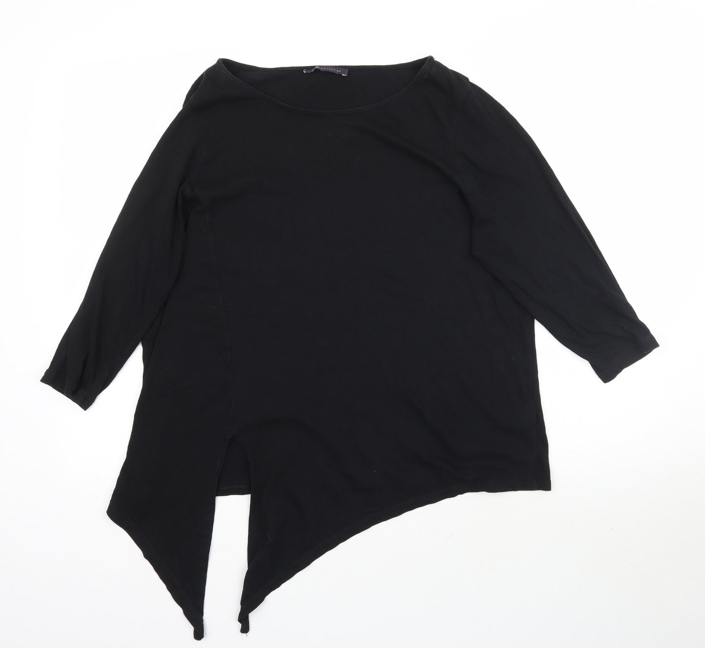 Marks and Spencer Womens Black   Basic T-Shirt Size 14  - Asymmetric Hem