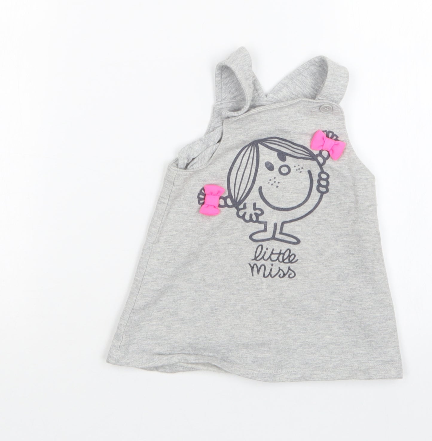 Morrisons Girls Grey   Pinafore/Dungaree Dress  Size 6-9 Months