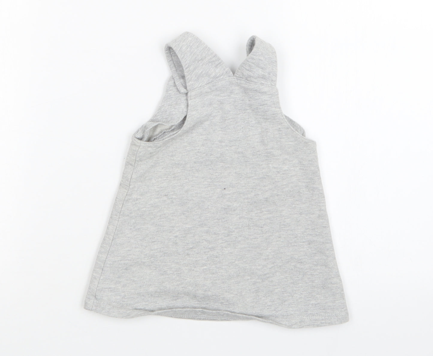 Morrisons Girls Grey   Pinafore/Dungaree Dress  Size 6-9 Months