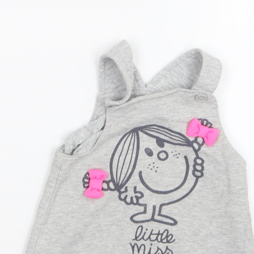 Morrisons Girls Grey   Pinafore/Dungaree Dress  Size 6-9 Months