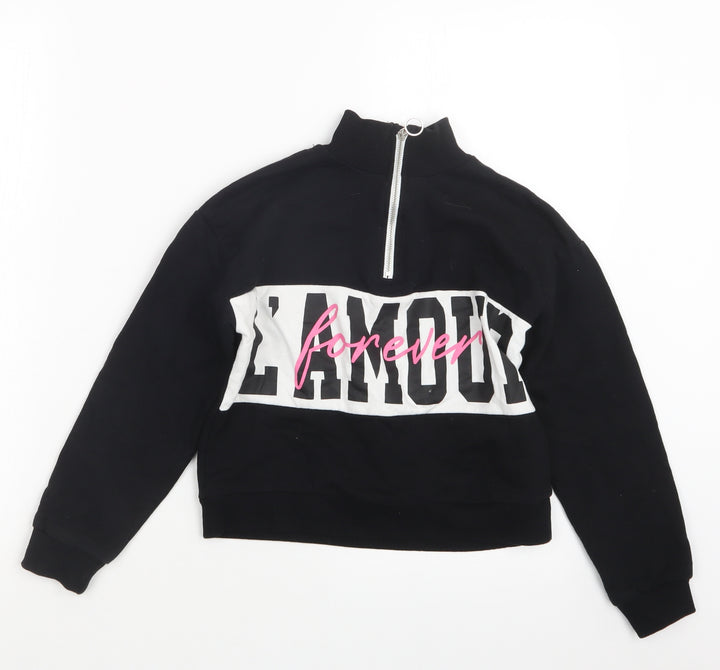 Miss E-vie Girls Black Pullover Sweatshirt Size 9-10 Years