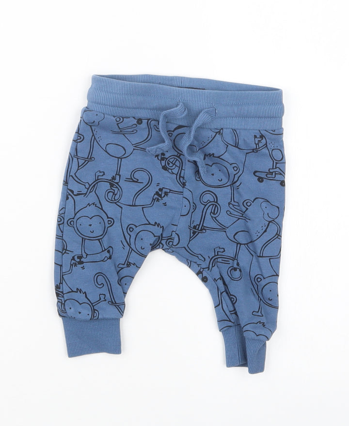 NEXT Boys Blue Geometric  Jogger Trousers Size 3-6 Months