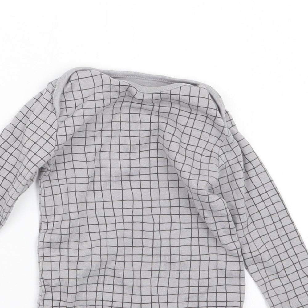 NEXT Boys Grey Check  Babygrow One-Piece Size 6-9 Months
