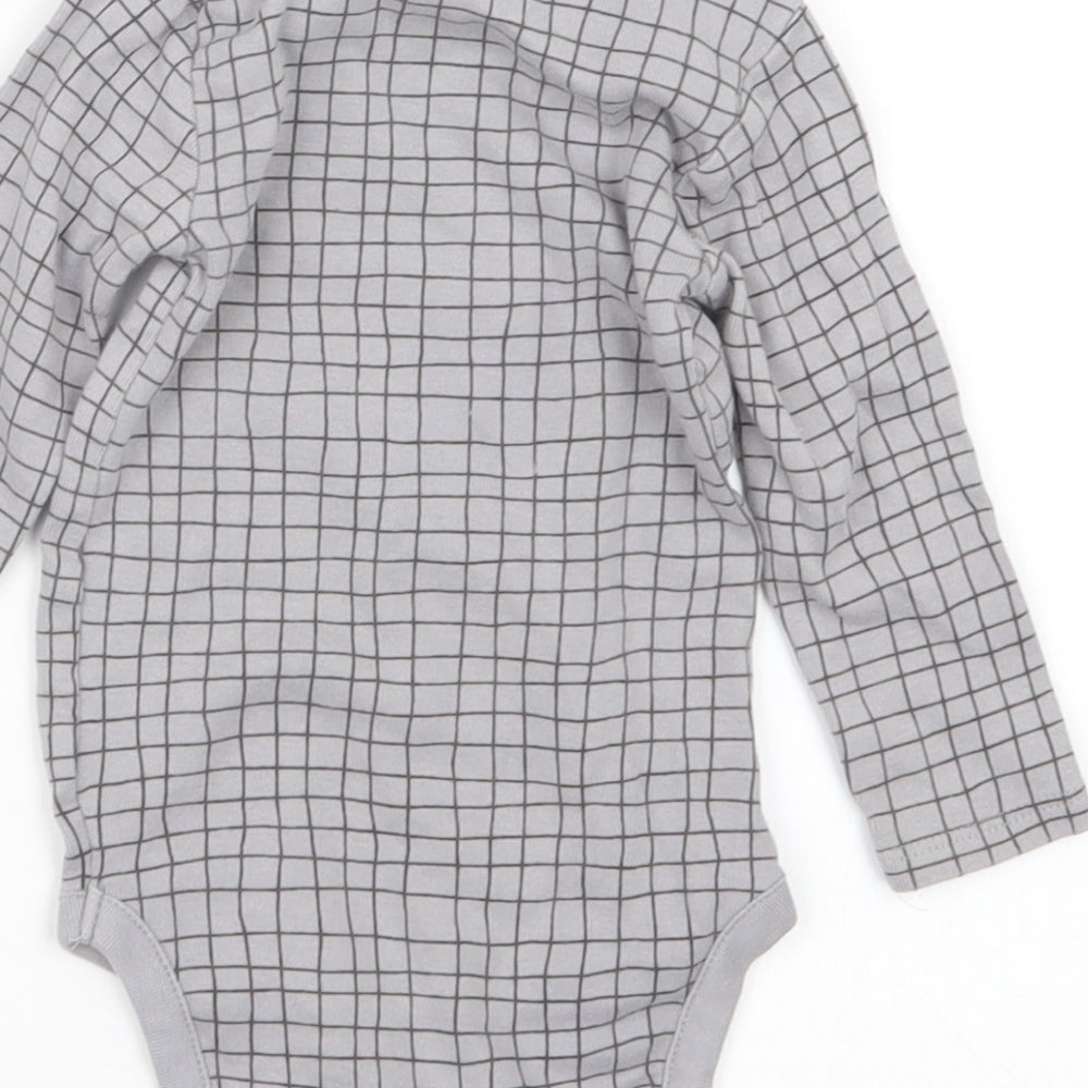NEXT Boys Grey Check  Babygrow One-Piece Size 6-9 Months