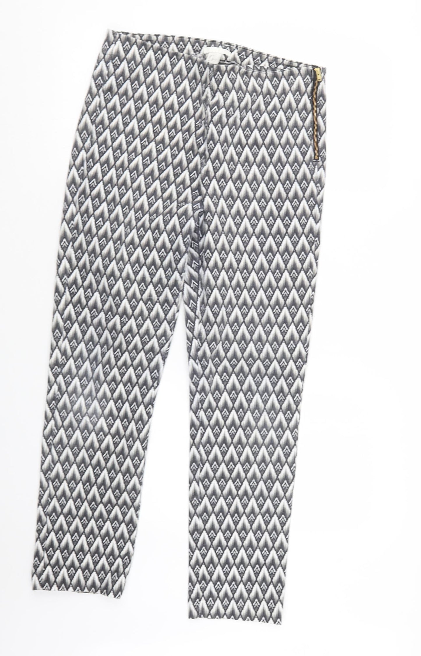 H&M Womens Black Geometric  Trousers  Size 12 L27.5 in