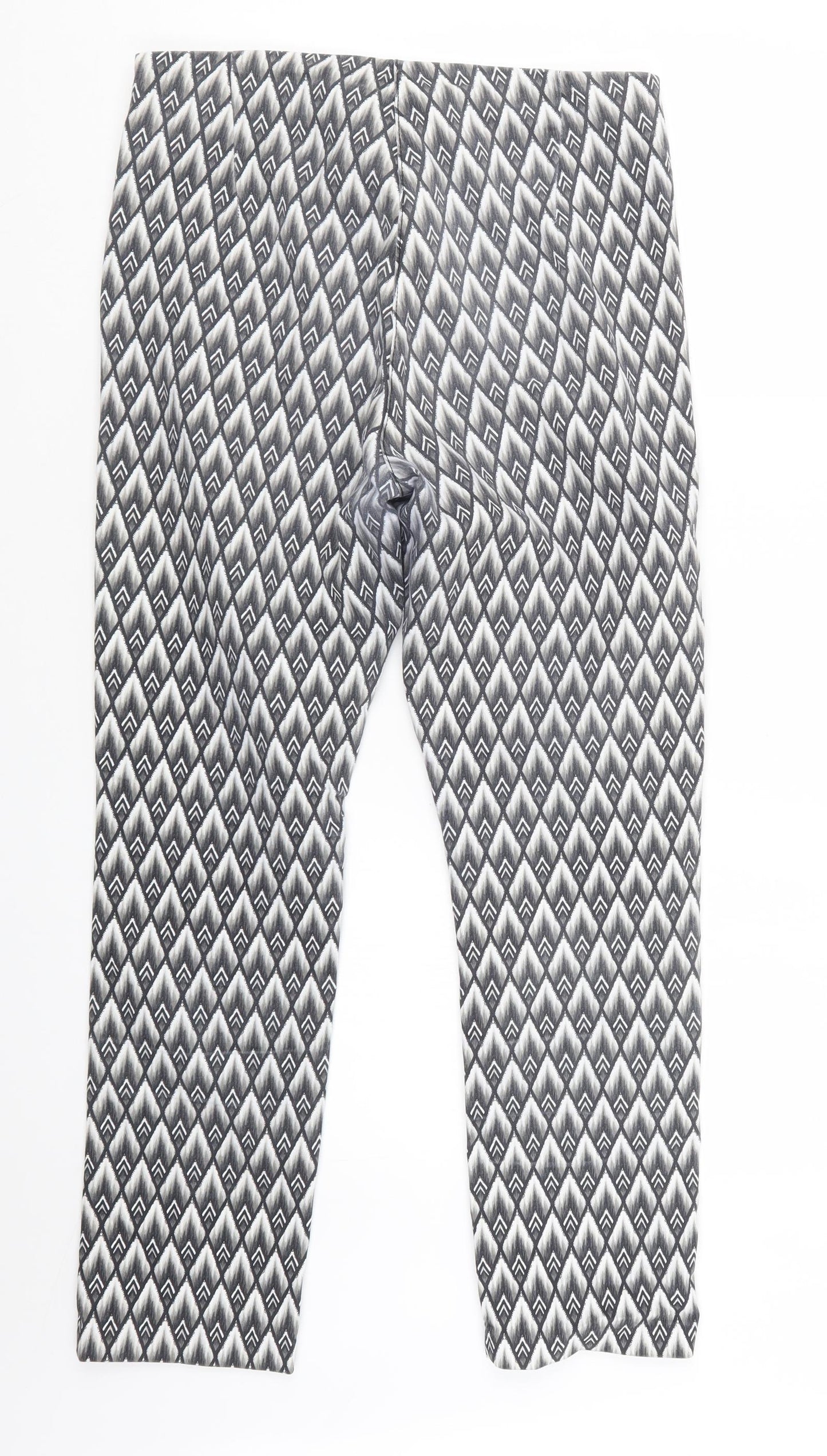 H&M Womens Black Geometric  Trousers  Size 12 L27.5 in