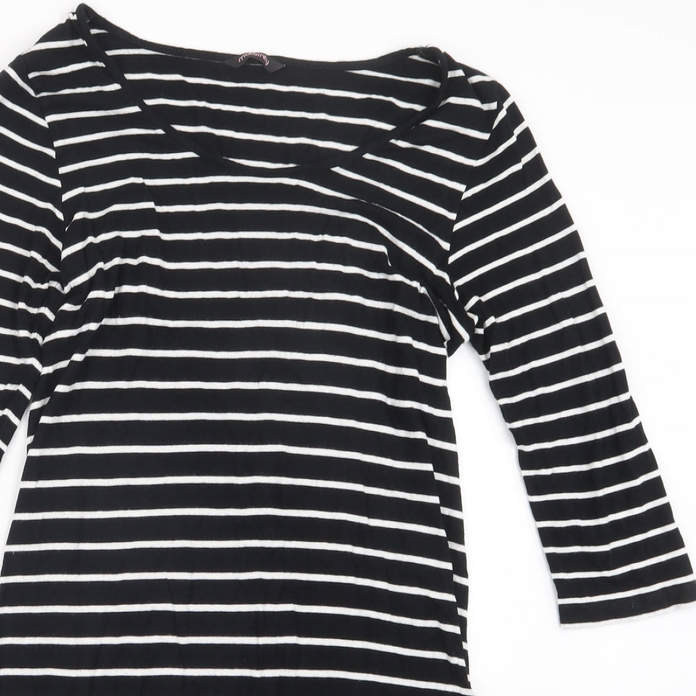 George Womens Black Striped  Basic T-Shirt Size 12