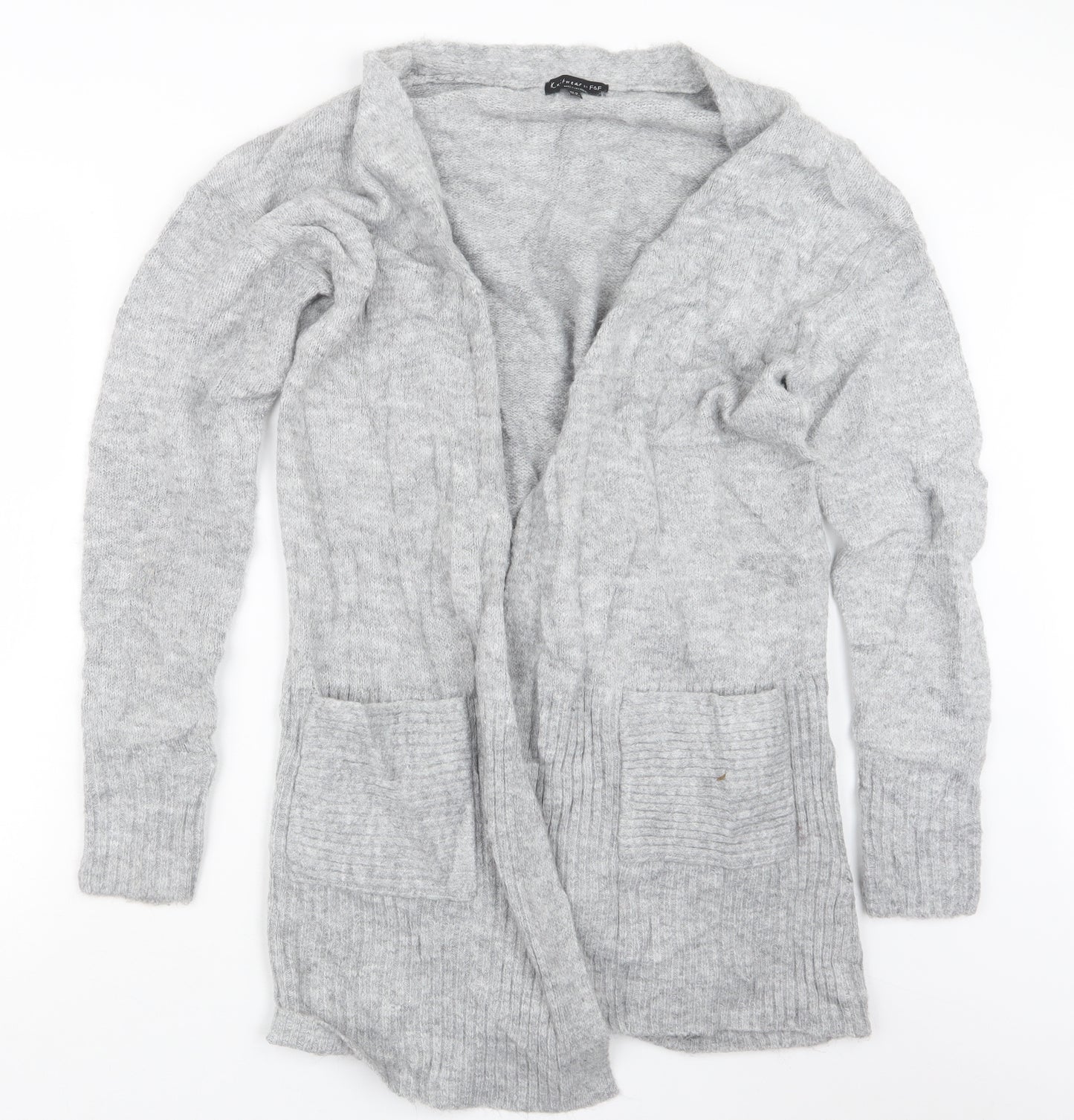 F&F Womens Grey  Knit Cardigan Jumper Size 10