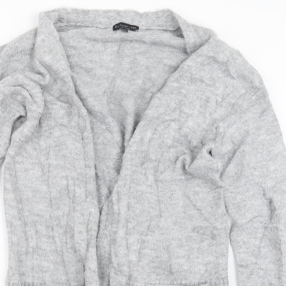 F&F Womens Grey  Knit Cardigan Jumper Size 10