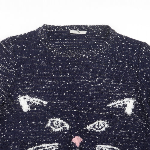 TU Womens Blue  Knit Pullover Jumper Size 12
