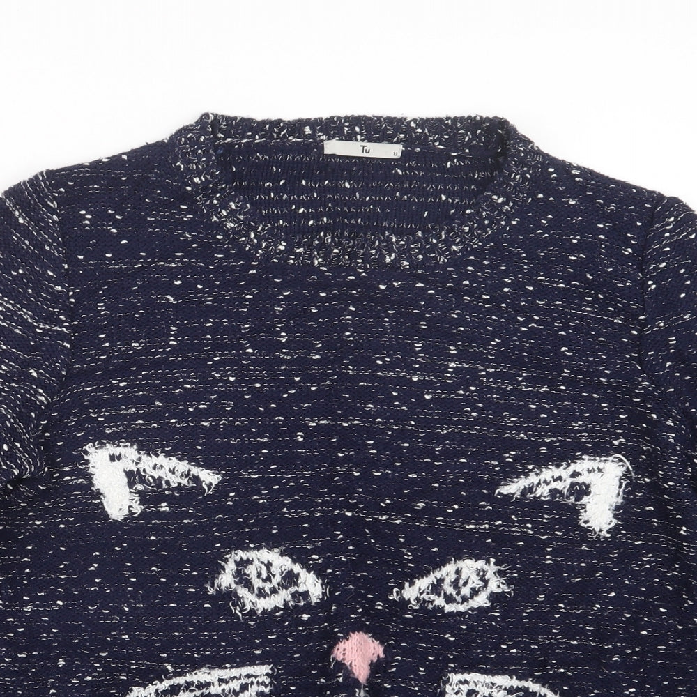 TU Womens Blue  Knit Pullover Jumper Size 12