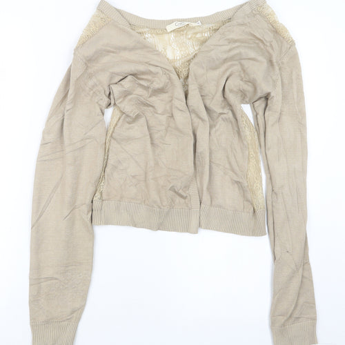 ChenKe Womens Beige  Knit Cardigan Jumper Size M