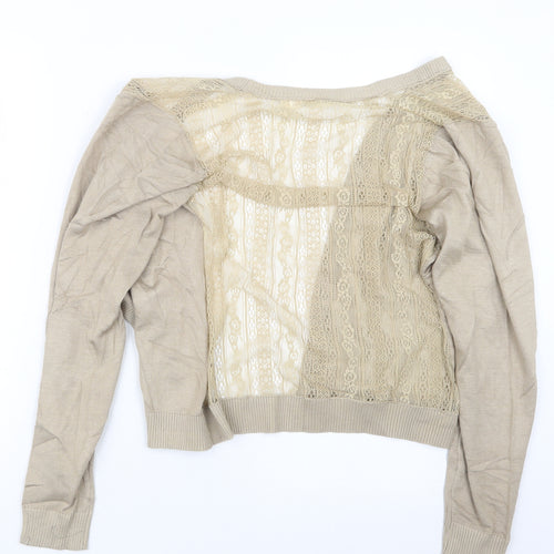 ChenKe Womens Beige  Knit Cardigan Jumper Size M
