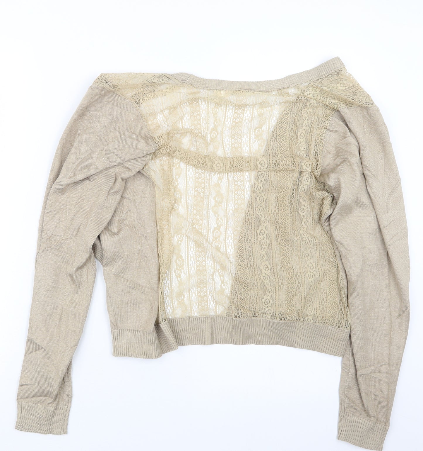 ChenKe Womens Beige  Knit Cardigan Jumper Size M