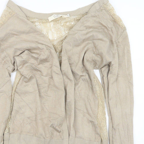 ChenKe Womens Beige  Knit Cardigan Jumper Size M