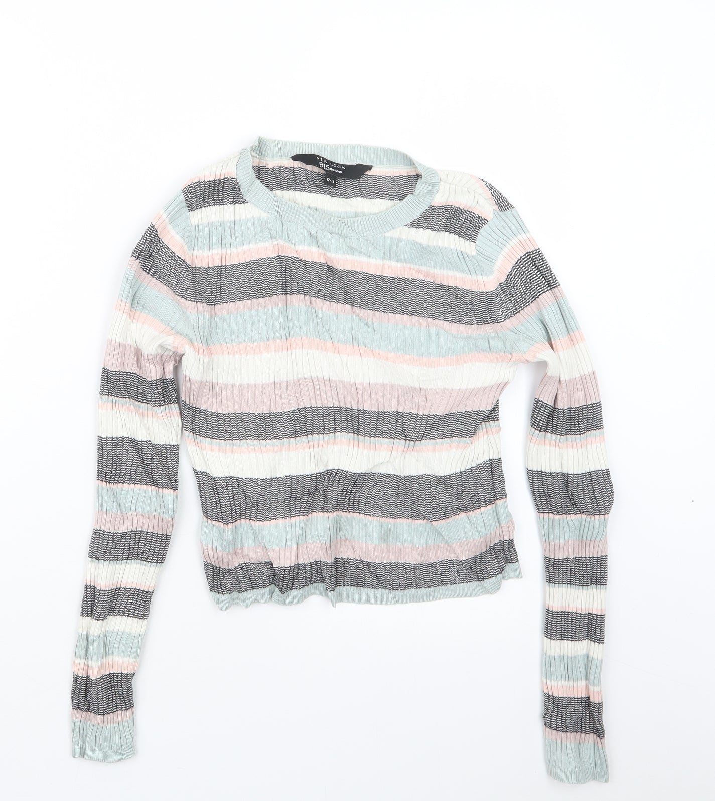 New Look Girls Pink Striped  Pullover Jumper Size 12-13 Years