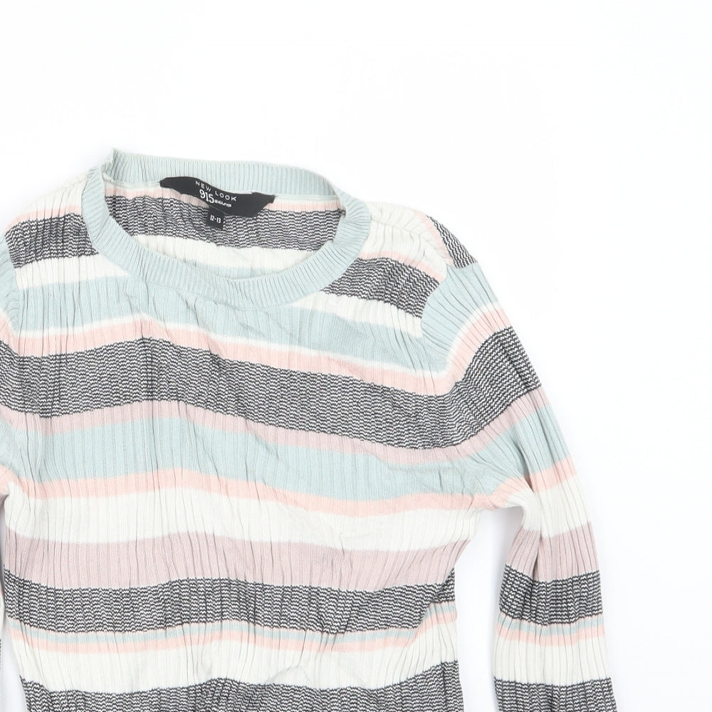 New Look Girls Pink Striped  Pullover Jumper Size 12-13 Years