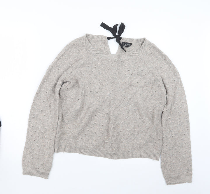 Topshop Womens Beige Knit Pullover Jumper Size 10