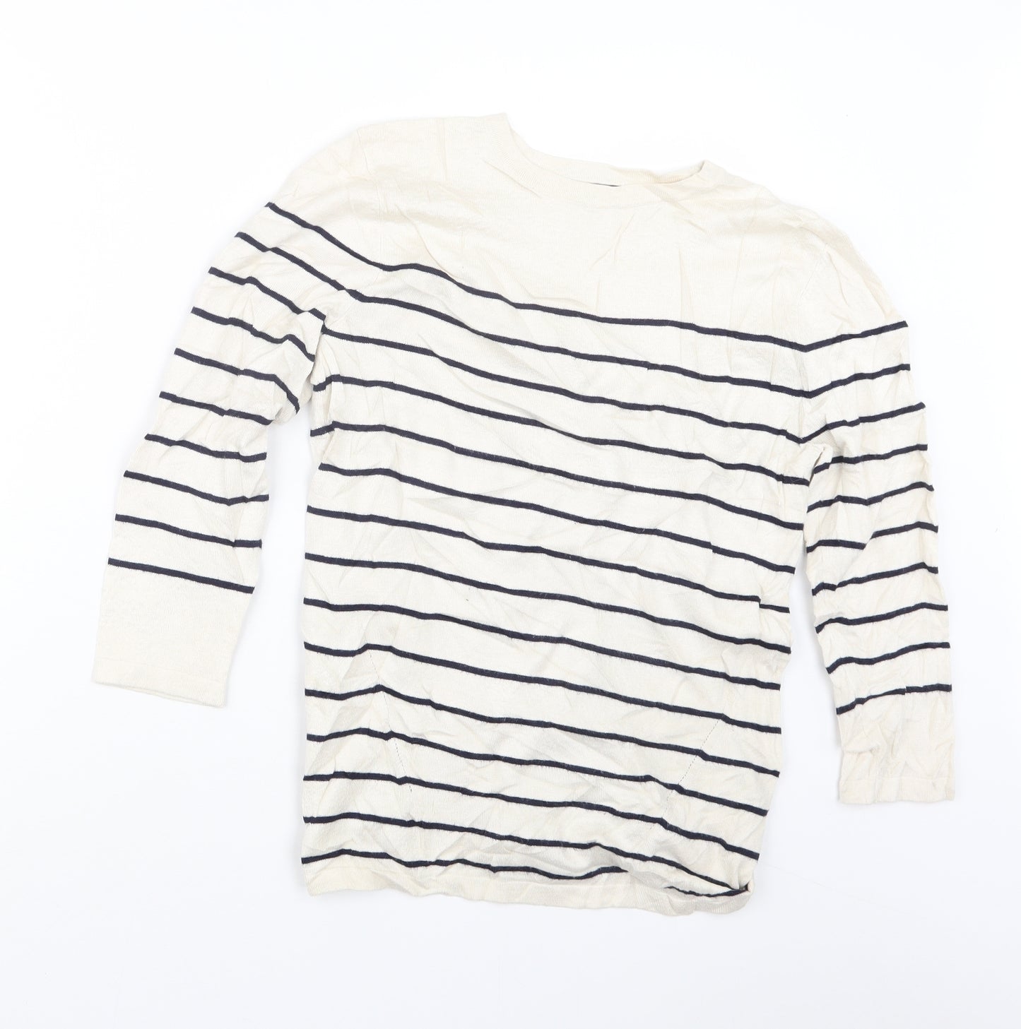 Warehouse Womens Beige Striped  Pullover Jumper Size 12