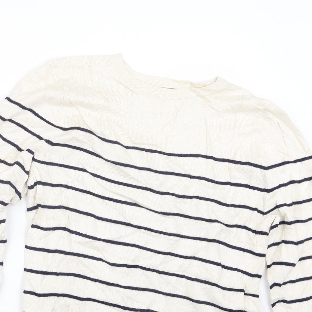 Warehouse Womens Beige Striped  Pullover Jumper Size 12