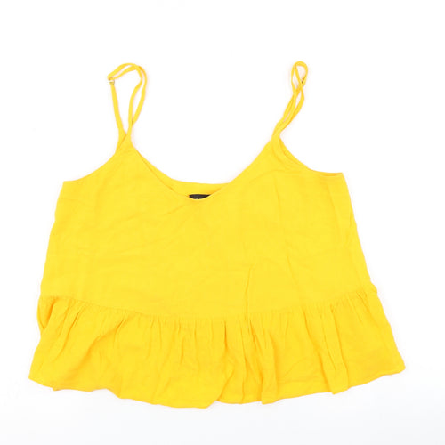 Topshop Womens Yellow   Camisole T-Shirt Size 8  - Cropped