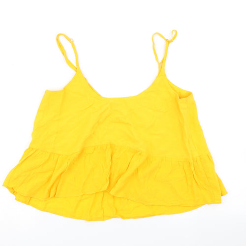 Topshop Womens Yellow   Camisole T-Shirt Size 8  - Cropped