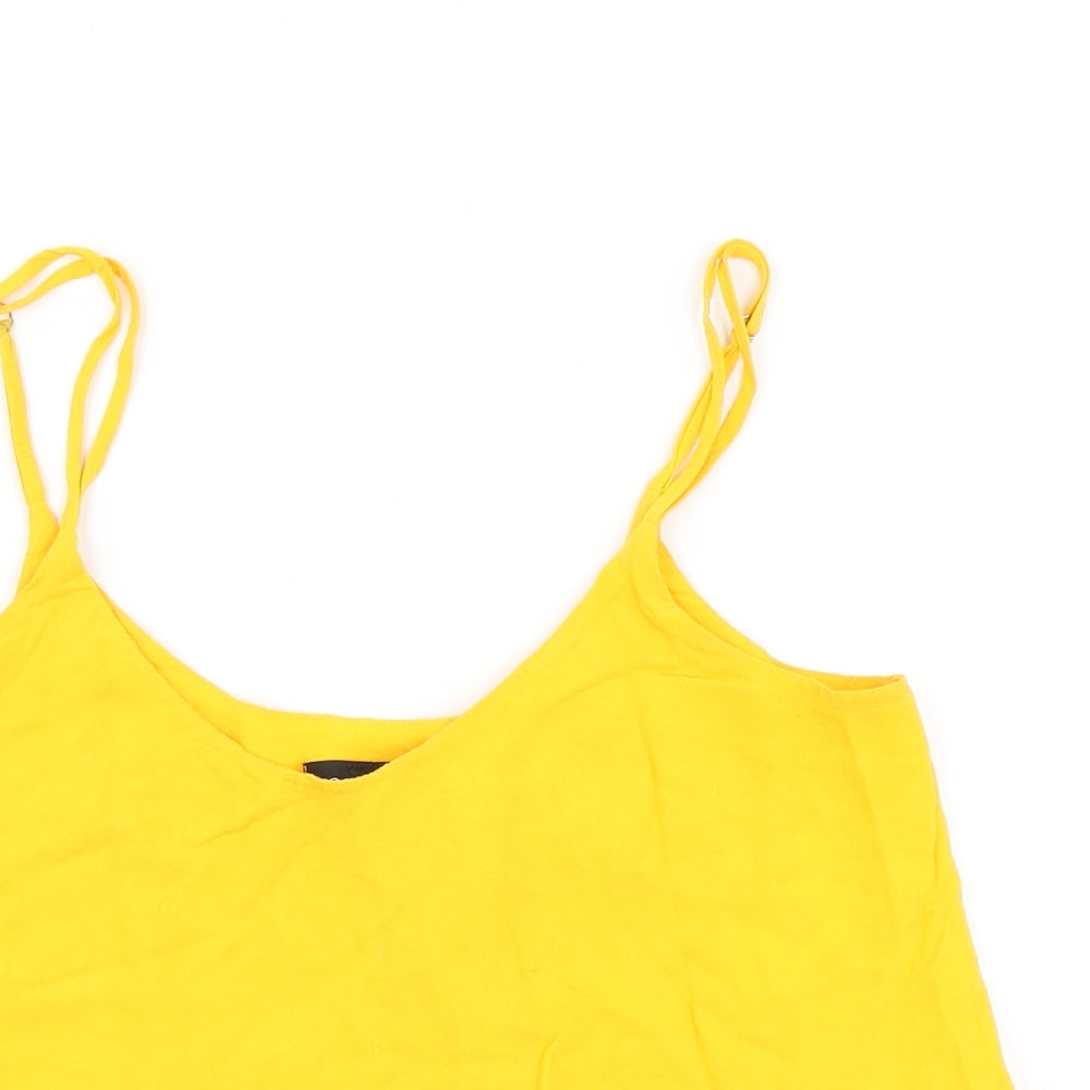 Topshop Womens Yellow   Camisole T-Shirt Size 8  - Cropped
