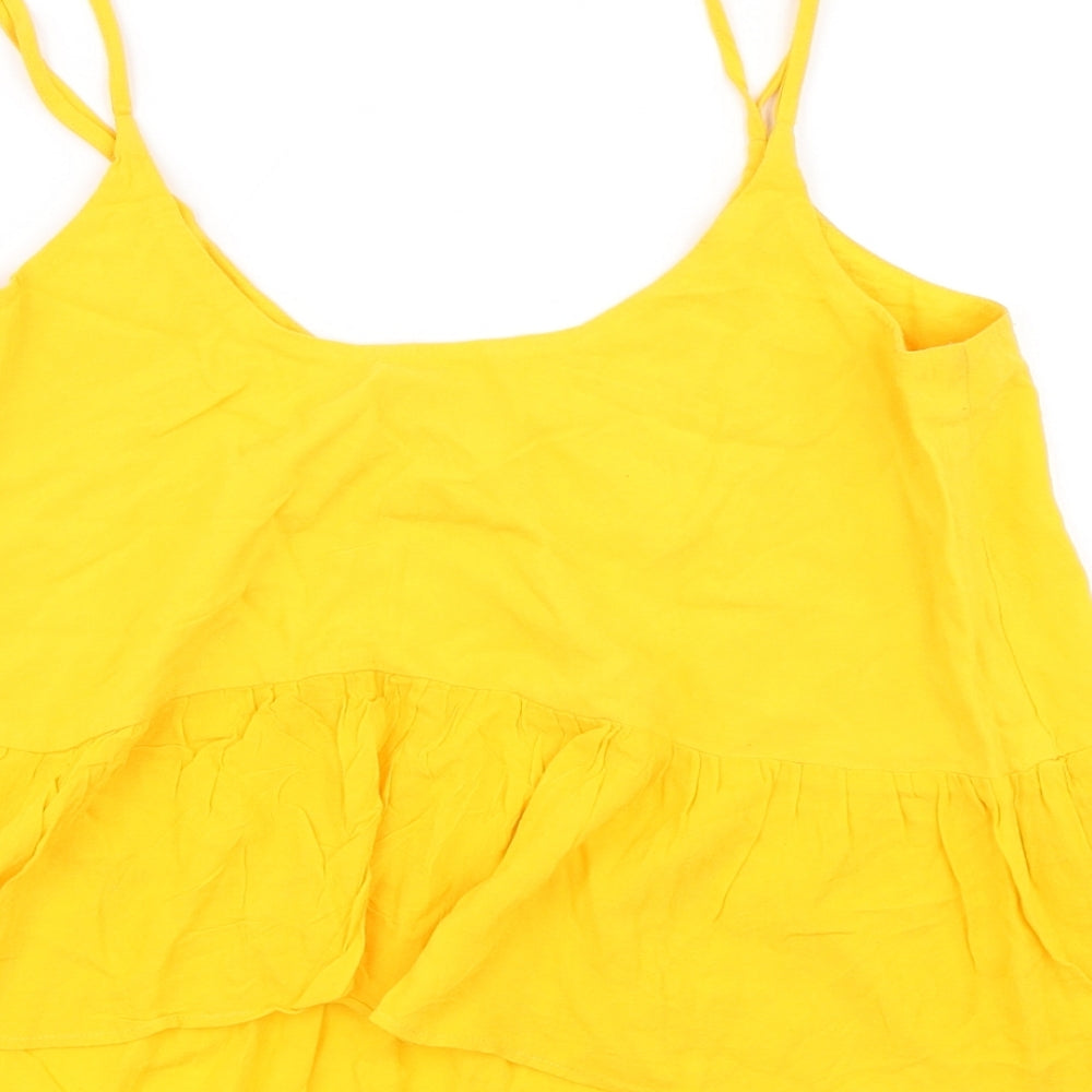 Topshop Womens Yellow   Camisole T-Shirt Size 8  - Cropped