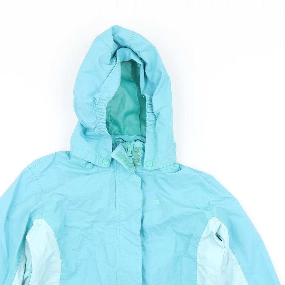 Mountain Warehouse Girls Blue Colourblock  Rain Coat Coat Size 9-10 Years