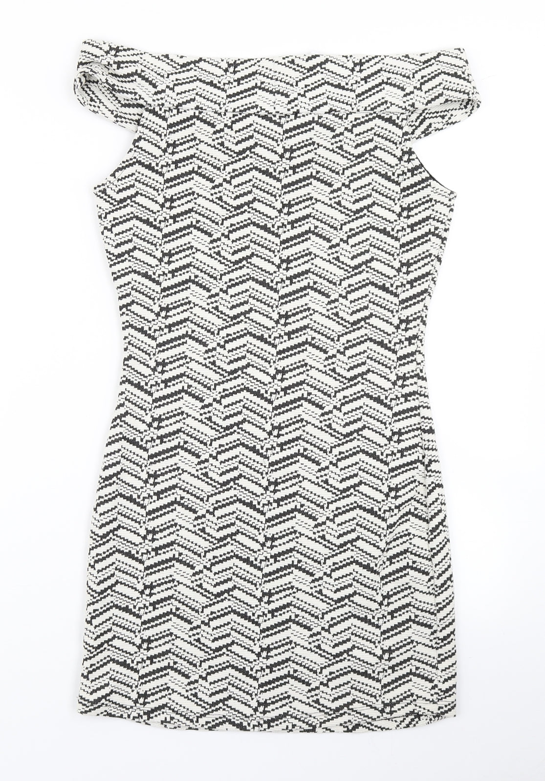 Mango Womens White Herringbone  Bodycon  Size S