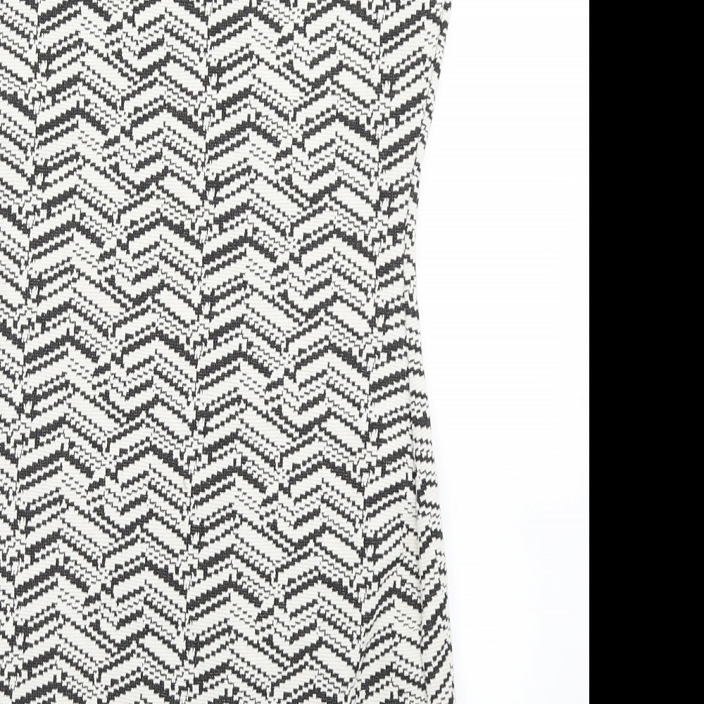 Mango Womens White Herringbone  Bodycon  Size S