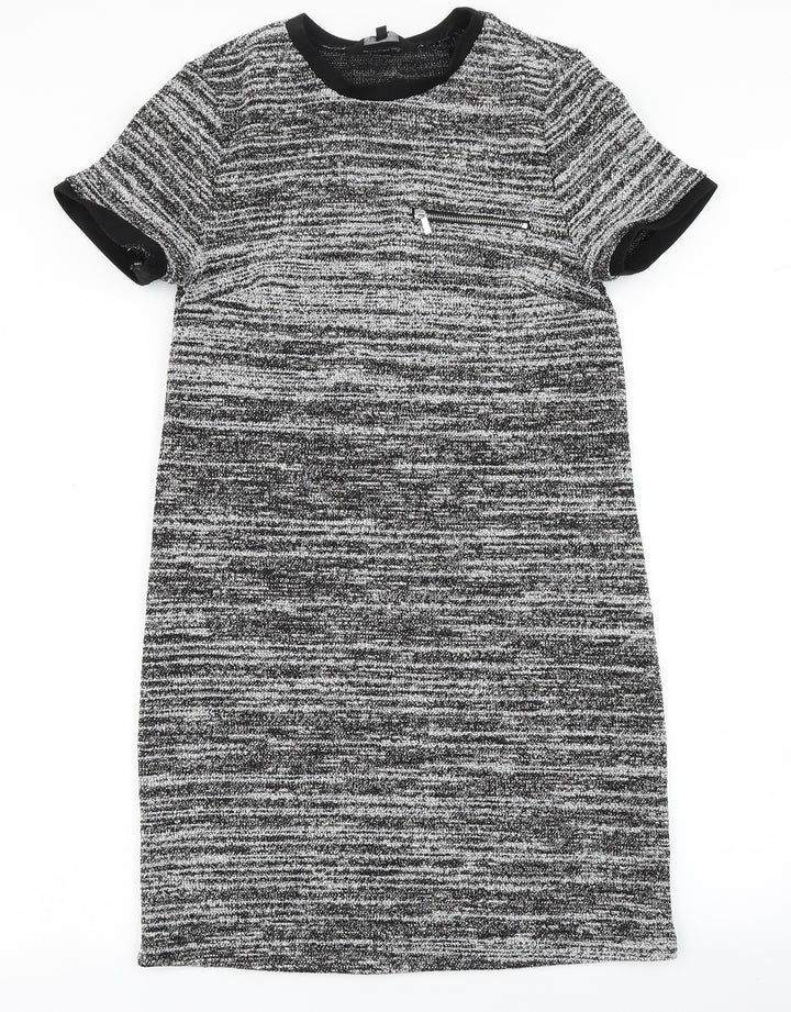 New Look Womens Grey Striped  T-Shirt Dress  Size 8
