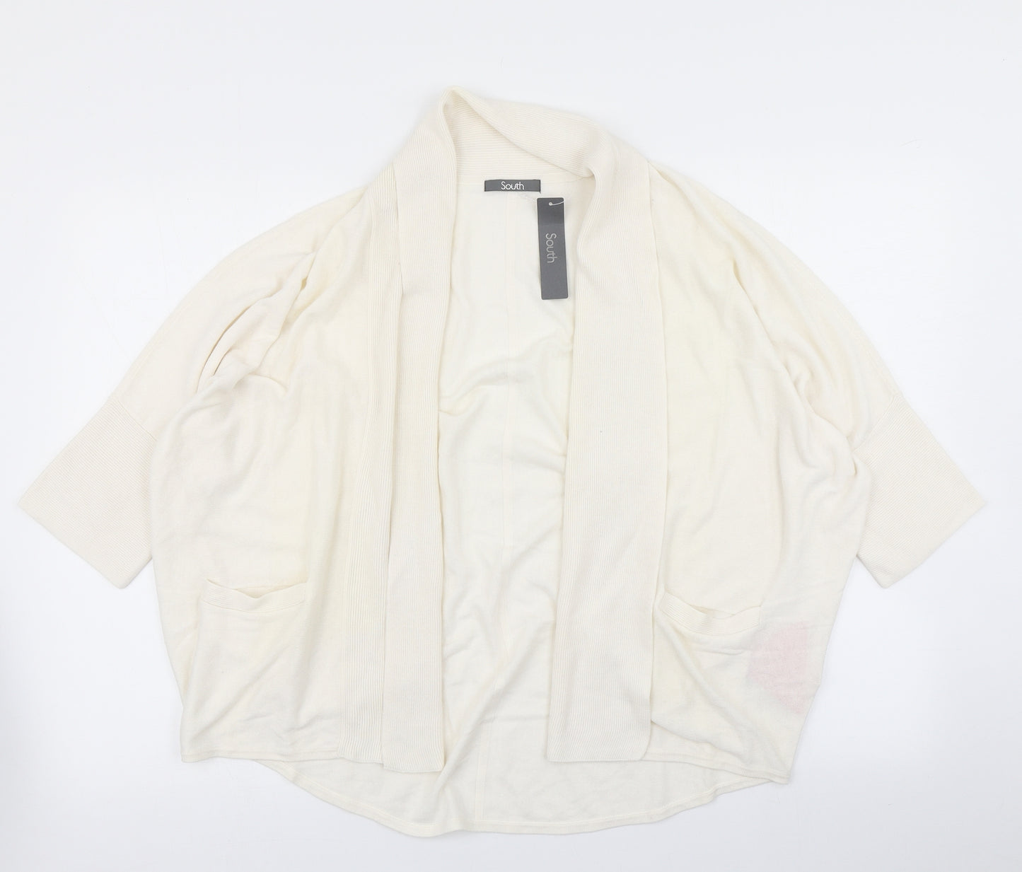 Soutgh Womens White  Knit Cardigan Jumper Size 16