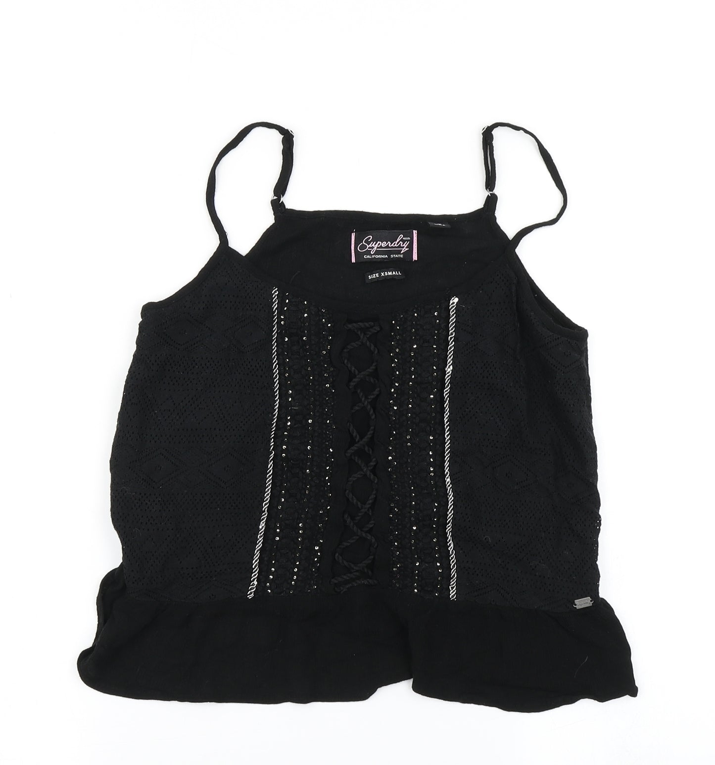 Superdry Womens Black   Camisole T-Shirt Size XS