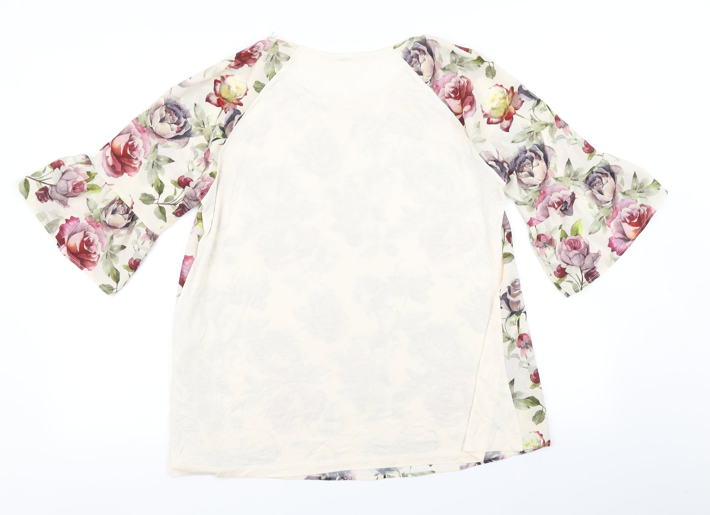 TU Womens Beige Floral  Basic Blouse Size 12