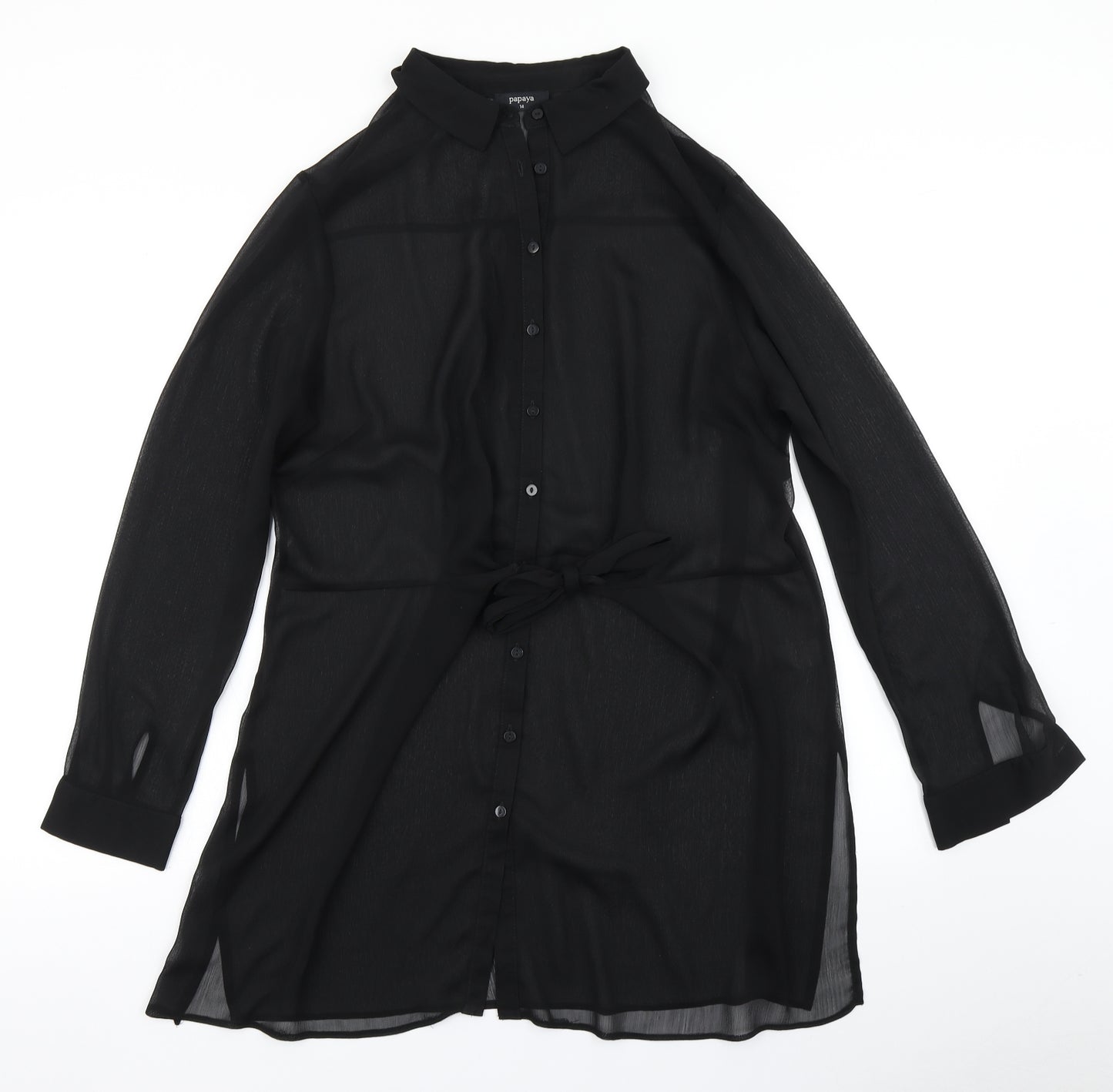 Papaya Womens Black   Basic Button-Up Size 14  - longline